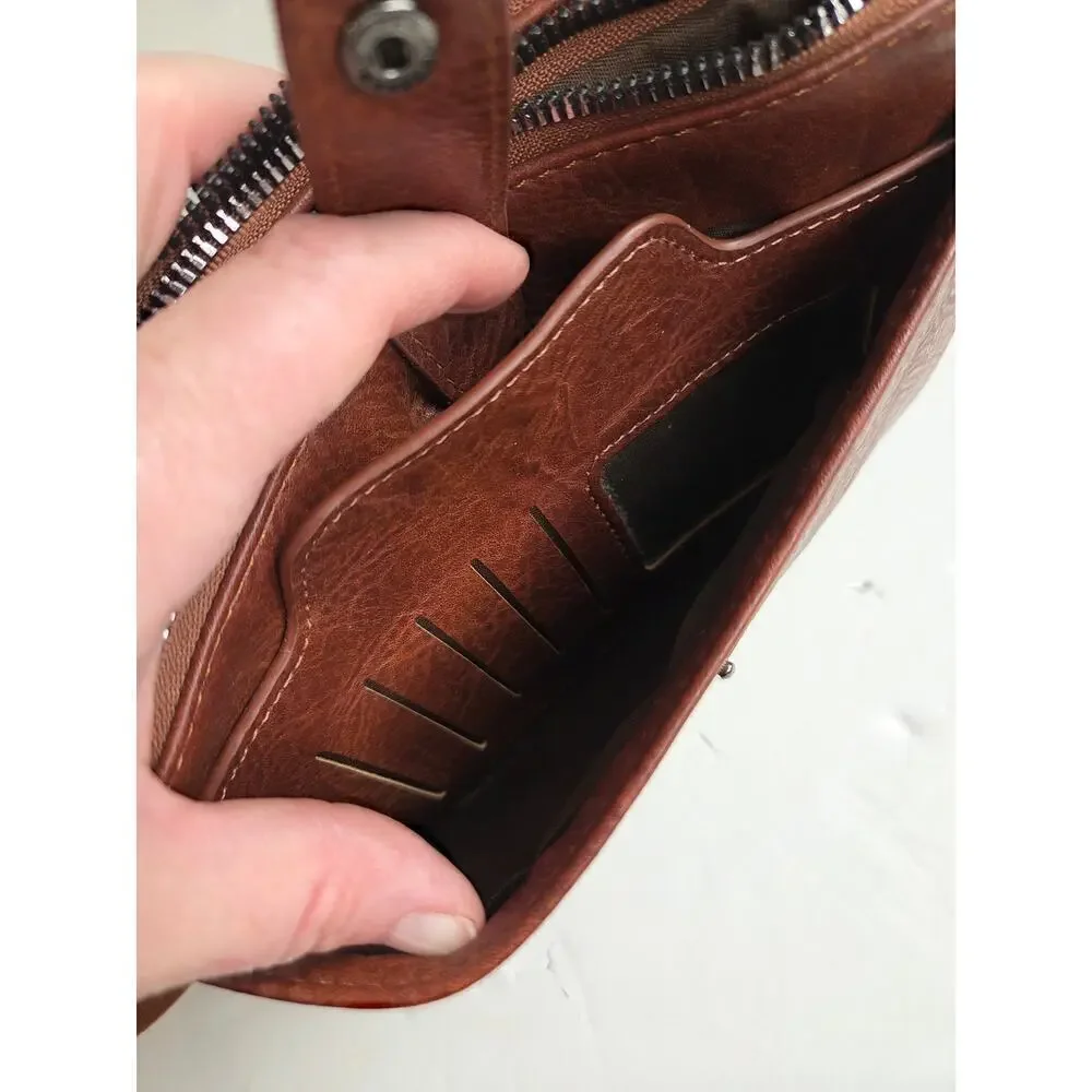 myfriday Vegan Leather Wristlet Clutch Purse Zip Around Detchable Card Holder